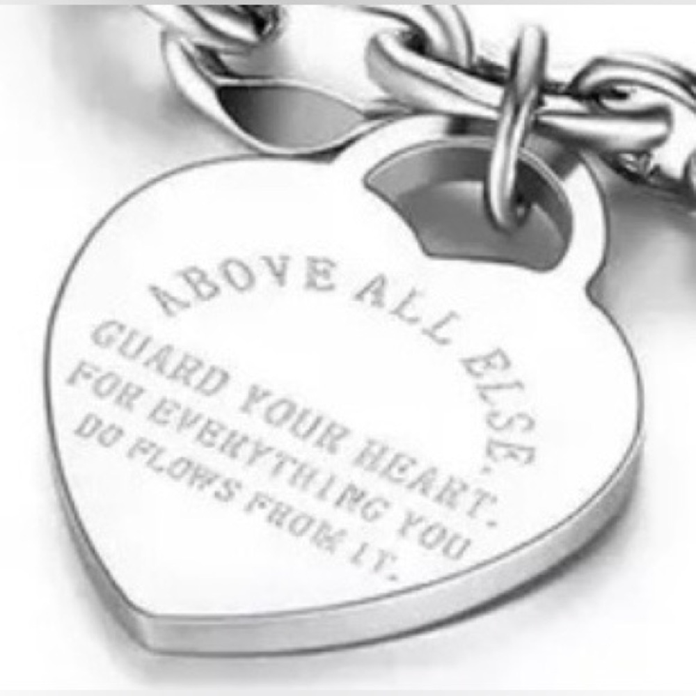 Guard Your Heart Toggle Bracelet - White Gold Plated - Picture 2 of 6